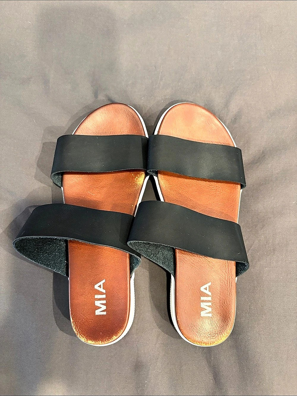 MIA Saige Women's Black & Brown Two-Strap Platform Sandals